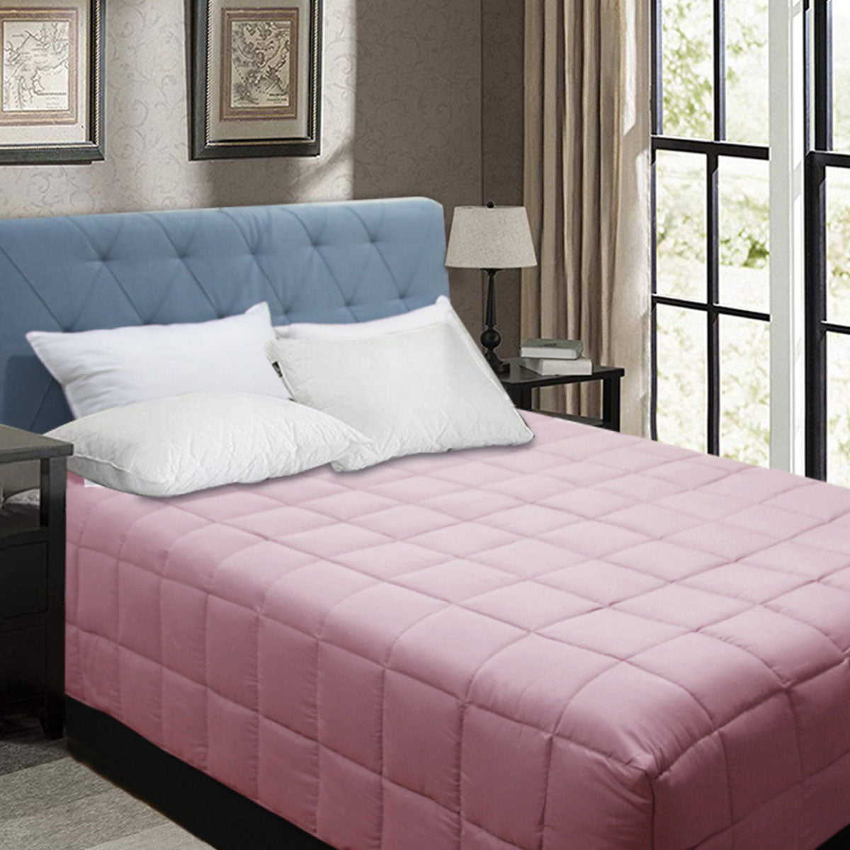 Shangri-La Bamboo Blend Microfiber Box End Quilt - Dusty Pink King