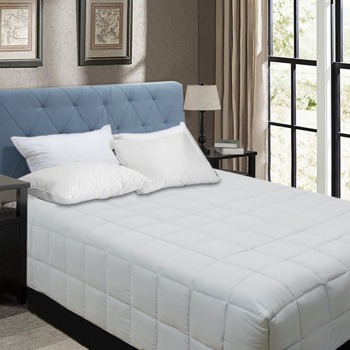 Shangri La Bamboo Blend Microfiber Box End Quilt Silver, Queen, Soft & Breathable - SuperSaverAU - view 1