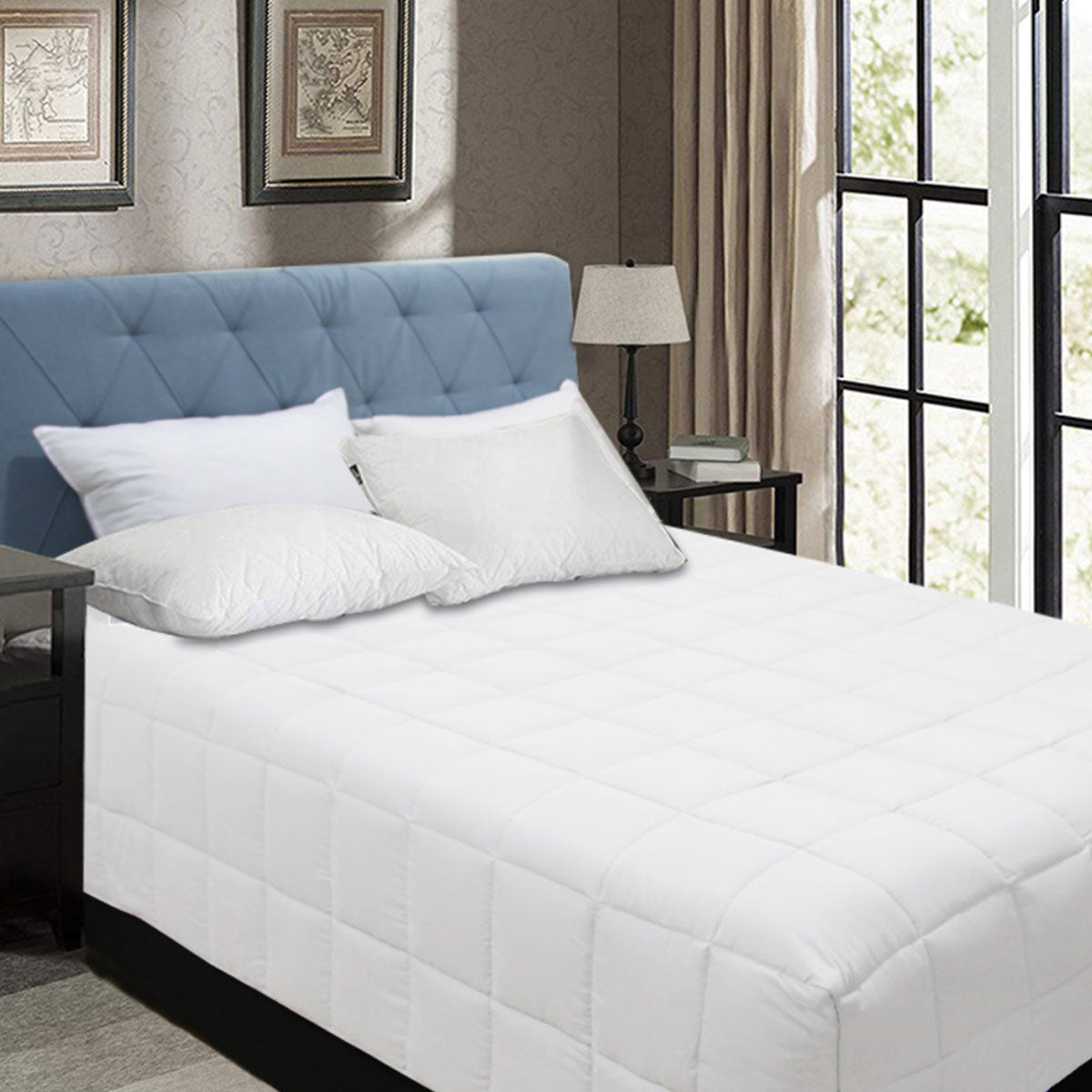 Shangri-La Bamboo Blend Microfiber Box End Quilt - White Double