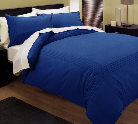 Kingtex Pintuck Quilt Cover Set Blue Queen - 225 Thread Count, Easy Care - SuperSaverAU - view 1