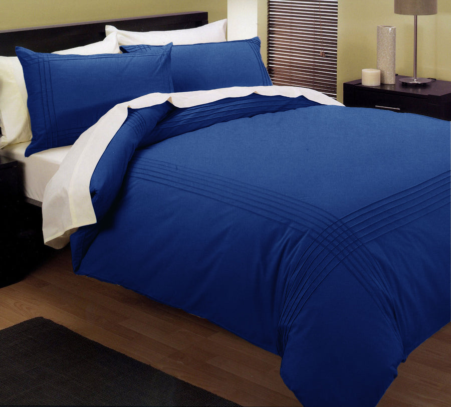 Kingtex Pintuck Quilt Cover Set Blue Queen - 225 Thread Count, Easy Care - SuperSaverAU - view 1