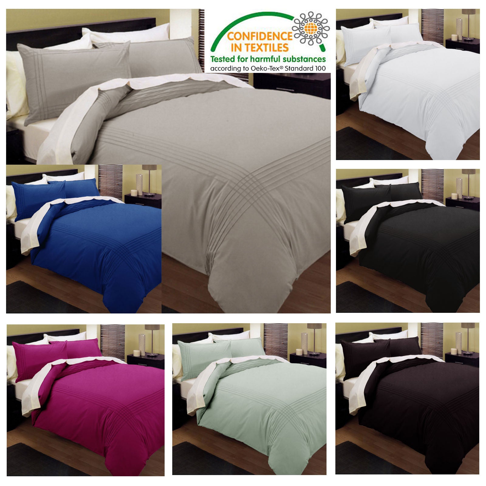 Kingtex Pintuck Quilt Cover Set Chocolate Queen - 225 Thread Count, 7 Colors - SuperSaverAU - view 2