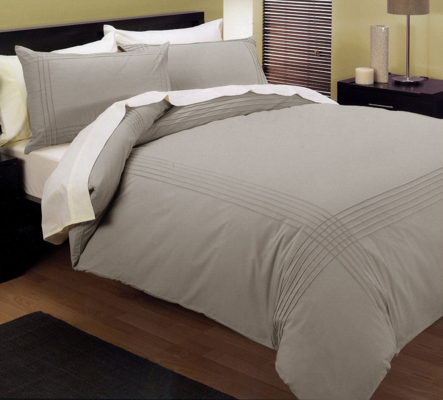 Kingtex Pintuck Quilt Cover Set Linen Queen - 225 Thread Count, Easy Care - SuperSaverAU - view 1