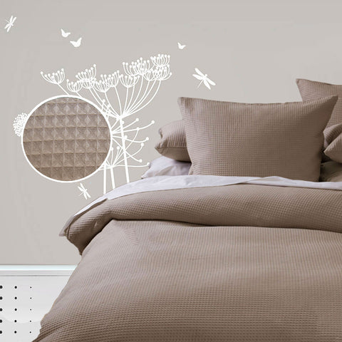 Waffle Quilt Cover Set - Linen - Queen - Soft Polyester/Cotton, Machine Washable - SuperSaverAU - view 1
