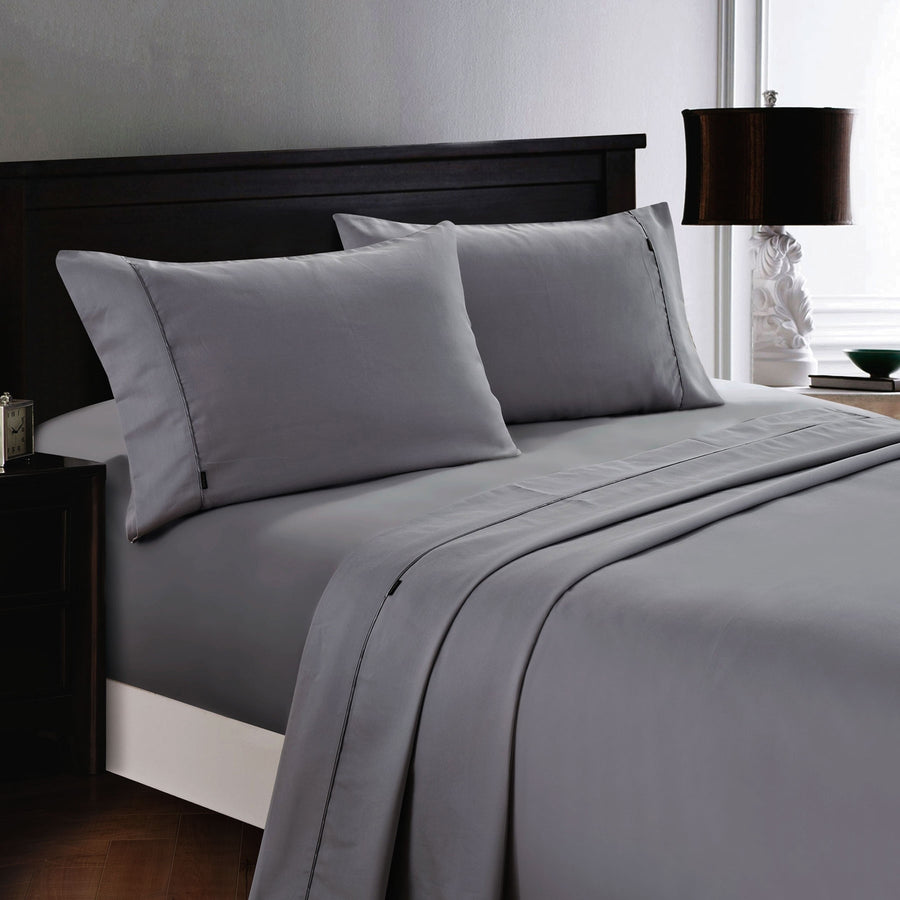 Deluxe Linen 1200TC Cotton Rich Sheet Set Charcoal King Single - Soft & Durable - SuperSaverAU - view 1