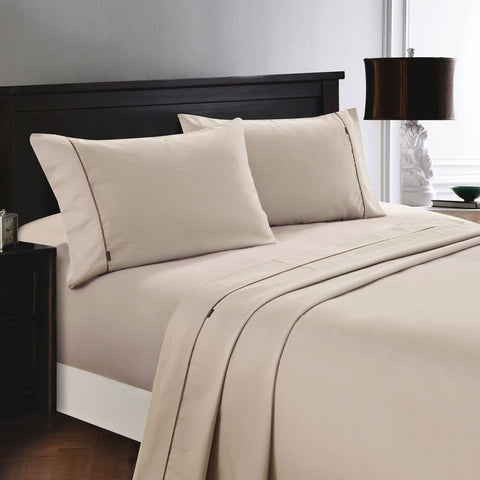 Deluxe Linen 1200TC Cotton Rich Sheet Set King Single - Soft Neutral Colours - SuperSaverAU - view 1