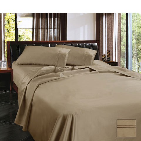 Ramesses 1450TC Egyptian Cotton Sateen Sheet Set Linen King - Solid Colour Design - SuperSaverAU - view 1