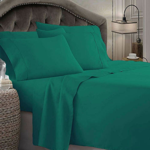 Shangri-La Microfibre Sheet Set with Extra Pillowcases - Teal, Queen