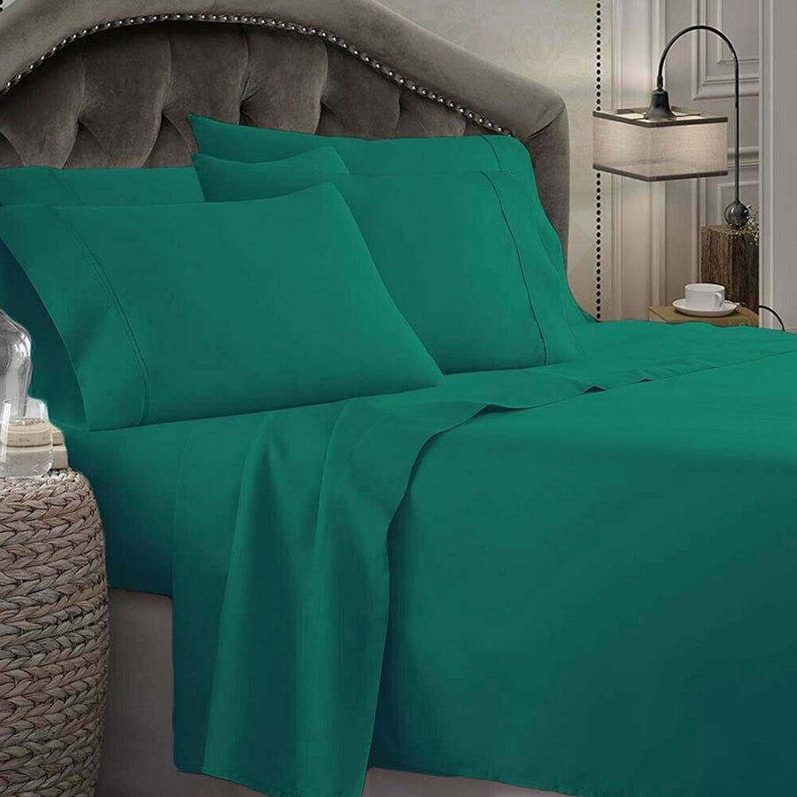Shangri-La Microfibre Sheet Set with Extra Pillowcases - Teal, Queen