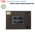 Kingtex 250TC 100% Cotton Sateen Sheet Set Dark Chocolate Double - Luxurious Comfort - SuperSaverAU - view 2