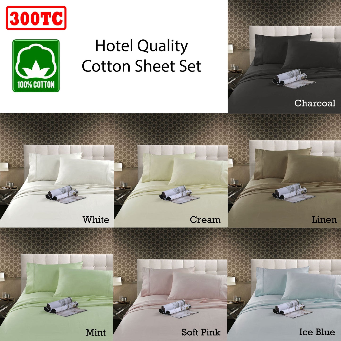 Kingtex 300TC Cotton Sateen Sheet Set Charcoal Double - Soft, Breathable Design