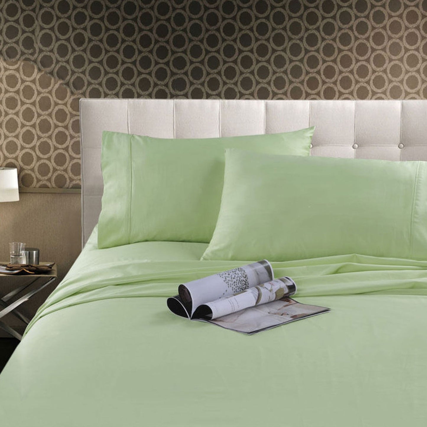 Kingtex 300TC Cotton Sateen Sheet Set Mint Single - 100% Cotton, Solid Colour Design