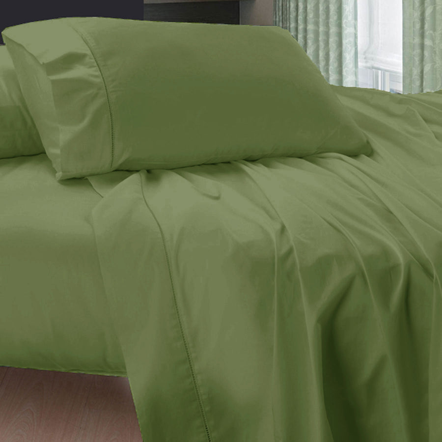 Egyptian Cotton 400TC Sheet Set Aloe Green Double - Soft, Breathable, Machine Washable - SuperSaverAU - view 1