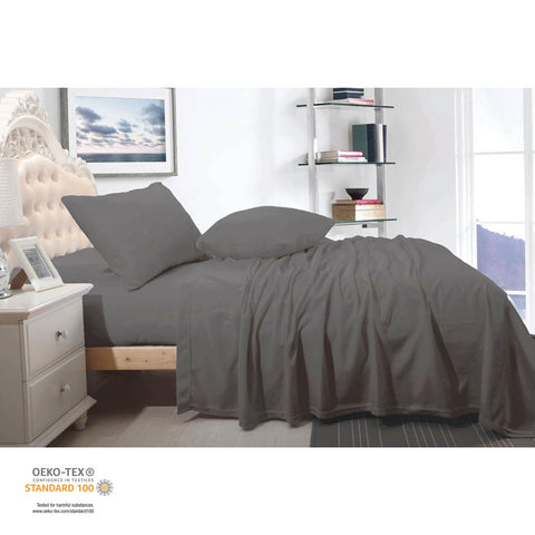 Shangri La Cashmere Touch Micro Flannelette Sheet Set – Charcoal Queen