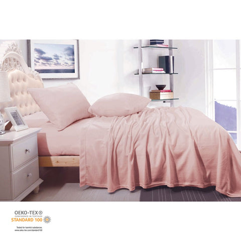 Shangri La Cashmere Touch Micro Flannelette Sheet Set – Dusty Pink Single