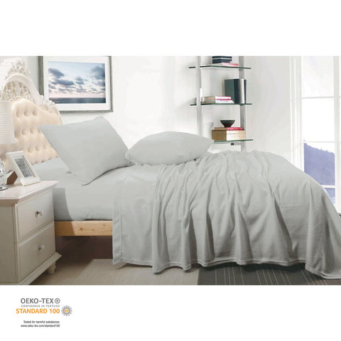 Shangri La Cashmere Touch Micro Flannelette Sheet Set – Silver Queen