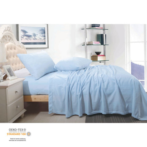 Shangri La Cashmere Touch Micro Flannelette Sheet Set – Steel Blue Queen