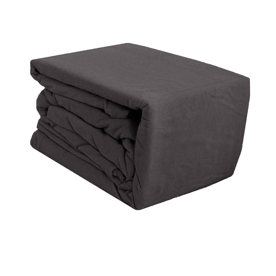 Ramesses Egyptian Cotton Flannel Sheet Set Charcoal Single - Solid Design, Machine Washable - SuperSaverAU - view 1