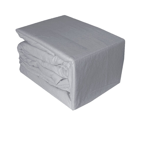 Ramesses Egyptian Cotton Flannel Sheet Set Silver Single - Solid Design, Machine Washable - SuperSaverAU - view 1