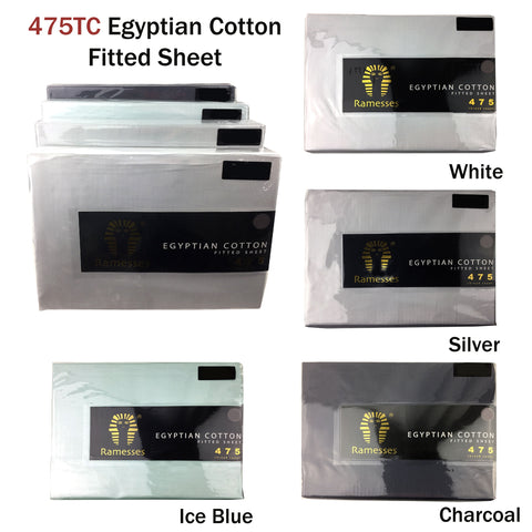 Ramesses 475TC Egyptian Cotton Fitted Sheet Queen Silver - 40cm Wall - SuperSaverAU - view 1