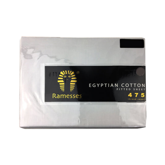 Ramesses 475TC Egyptian Cotton Fitted Sheet Queen - White, 40cm Wall