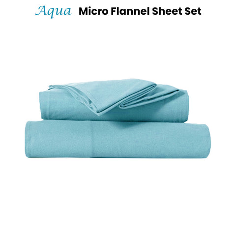 Kingtex Aqua Ultra-Soft Micro Flannel Sheet Set 40 cm Wall Queen - SuperSaverAU - view 1
