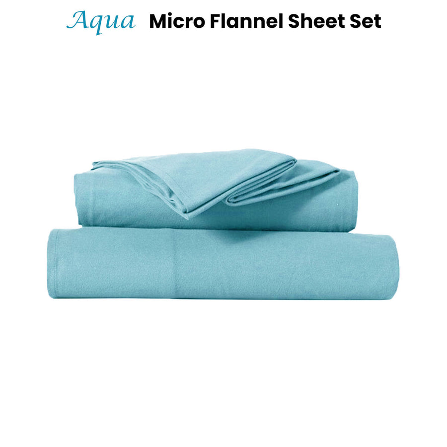 Kingtex Aqua Ultra-Soft Micro Flannel Sheet Set 40 cm Wall Queen - SuperSaverAU - view 1