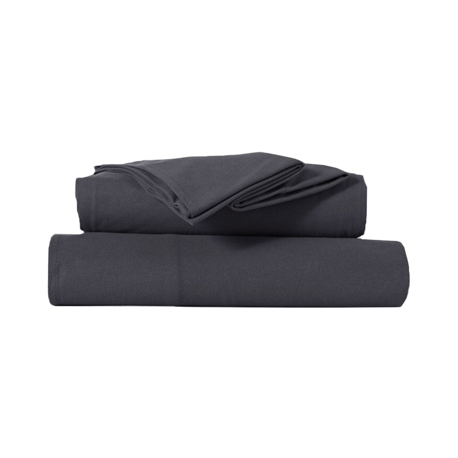 Kingtex Charcoal Ultra-Soft Micro Flannel Sheet Set 40 cm Wall Single - SuperSaverAU - view 1