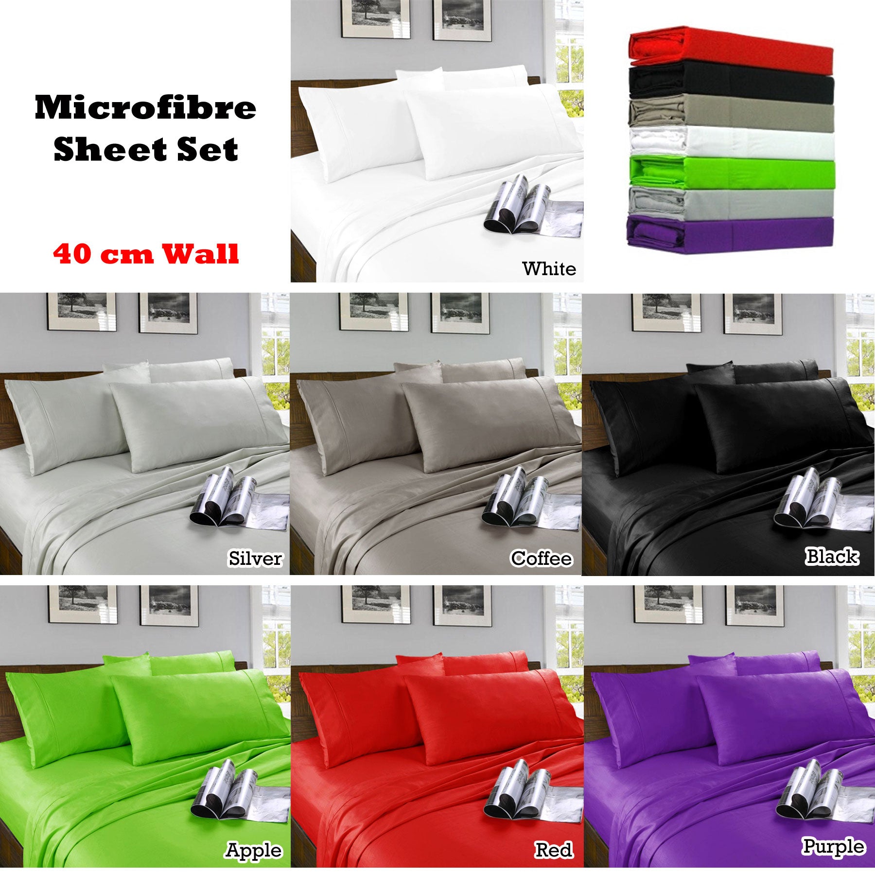 Kingtex Microfibre Sheet Set Red Double - 75GSM, Wrinkle Resistant, Soft - SuperSaverAU - view 1
