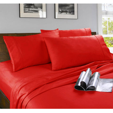 Kingtex Microfibre Sheet Set Red King - 75GSM, Wrinkle Resistant, Solid Colour - SuperSaverAU - view 1