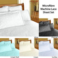 Shangri La Microfibre Machine Lace Sheet Set Ice Blue Double - Floral Design - SuperSaverAU - view 2