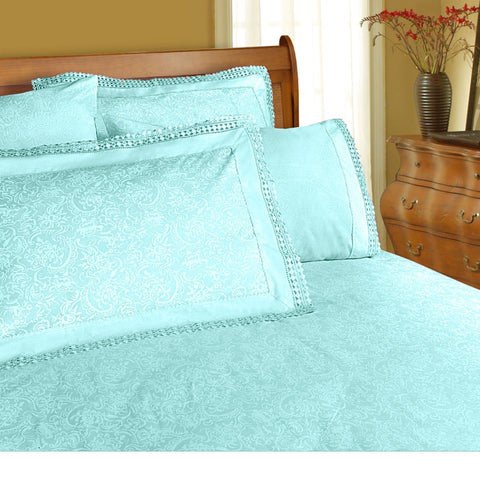 Shangri La Microfibre Machine Lace Sheet Set Limpet Shell King - Floral Design - SuperSaverAU - view 1