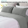 Ramesses Pebble Wash Linen Look Alternative Sheet Set - Charcoal, King Single
