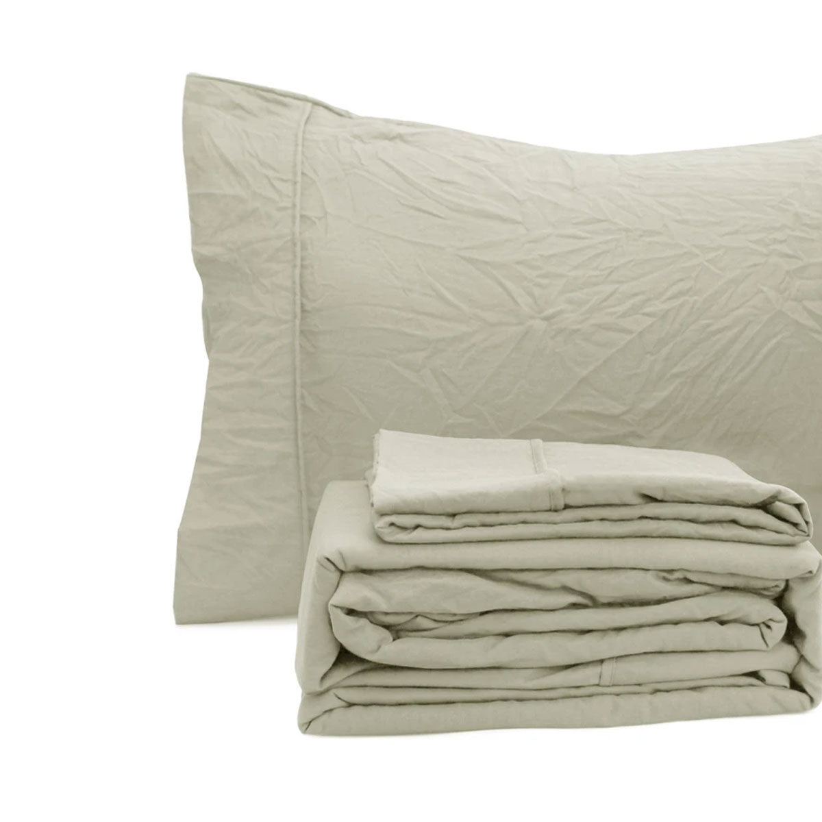 Ramesses Pebble Wash Linen Look Alternative Sheet Set - Oatmeal, Single
