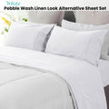 Ramesses Pebble Wash Linen Look Sheet Set - White, Single