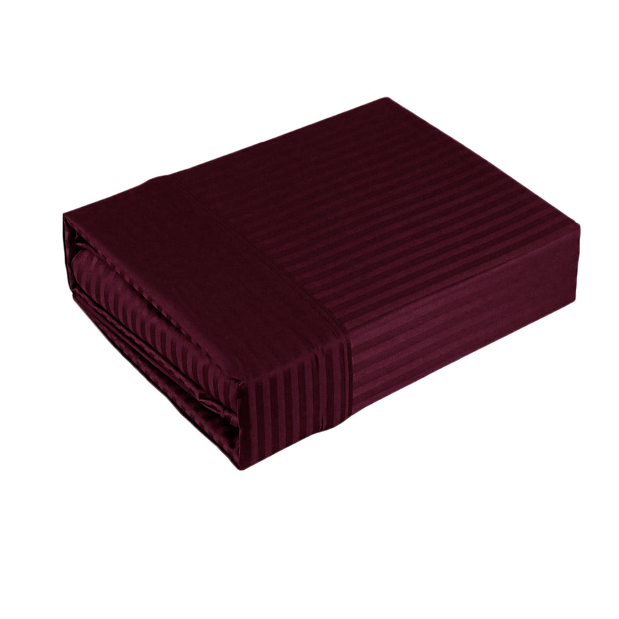 Ramesses 1000TC American Pima Cotton Narrow Stripe Sheet Set Burgundy King - SuperSaverAU - view 1