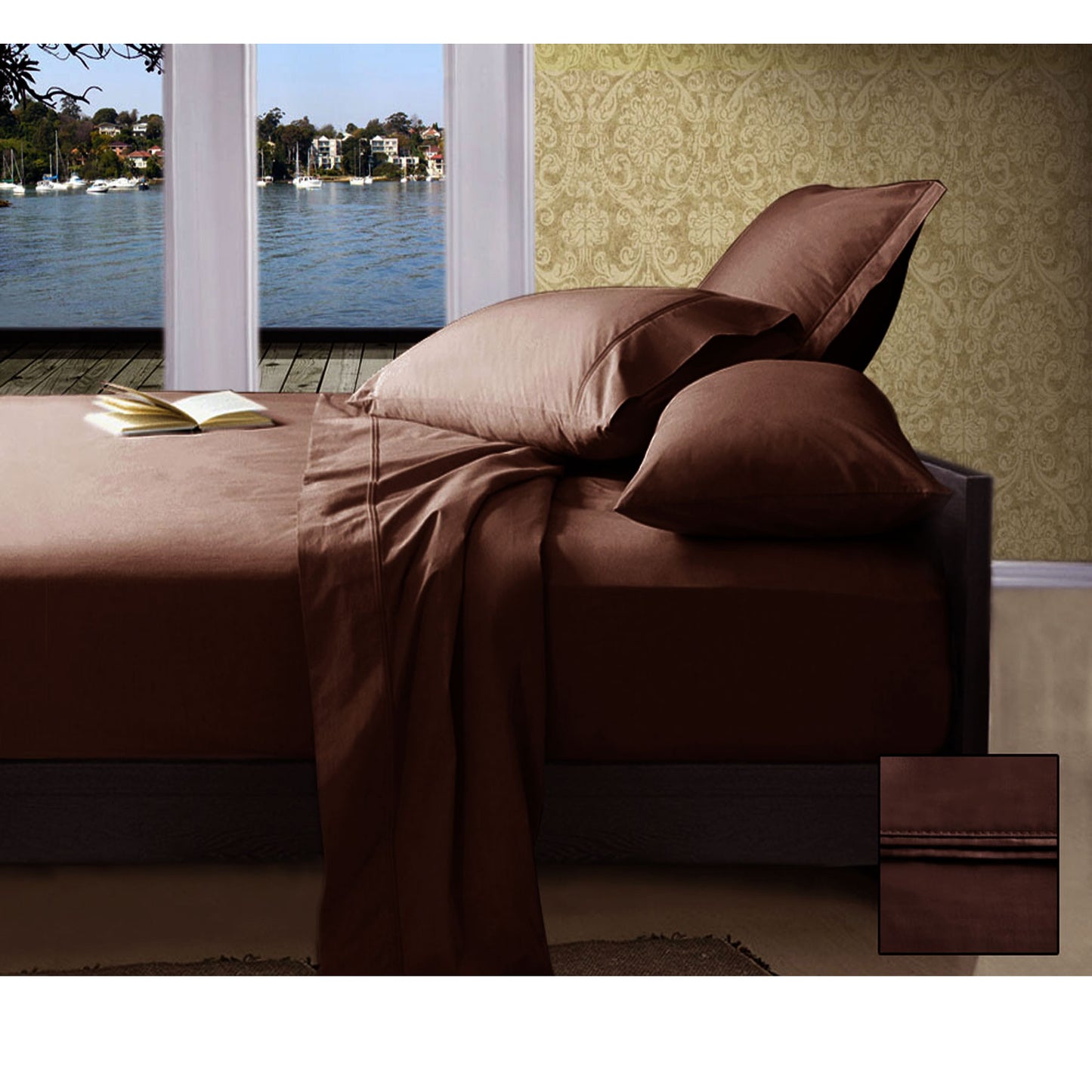 Ramesses 1000TC American Pima Cotton Sheet Set Chocolate King - Soft & Durable