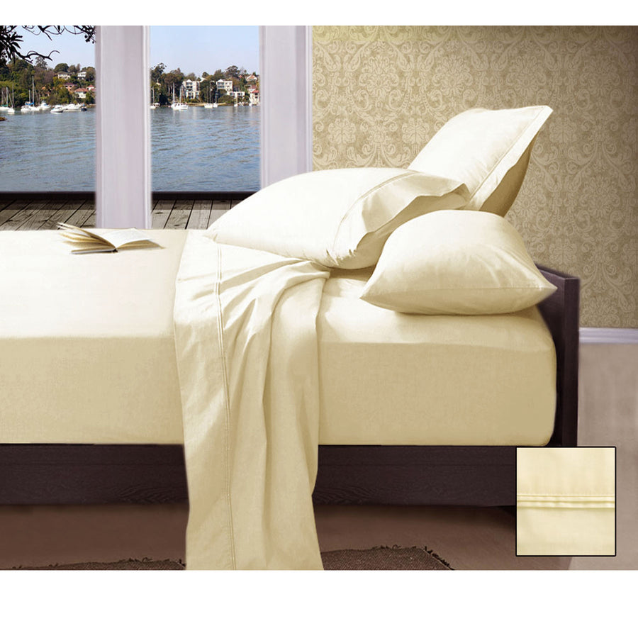 Ramesses 1000TC American Pima Cotton Sheet Set Ivory Queen - Soft & Durable - SuperSaverAU - view 1