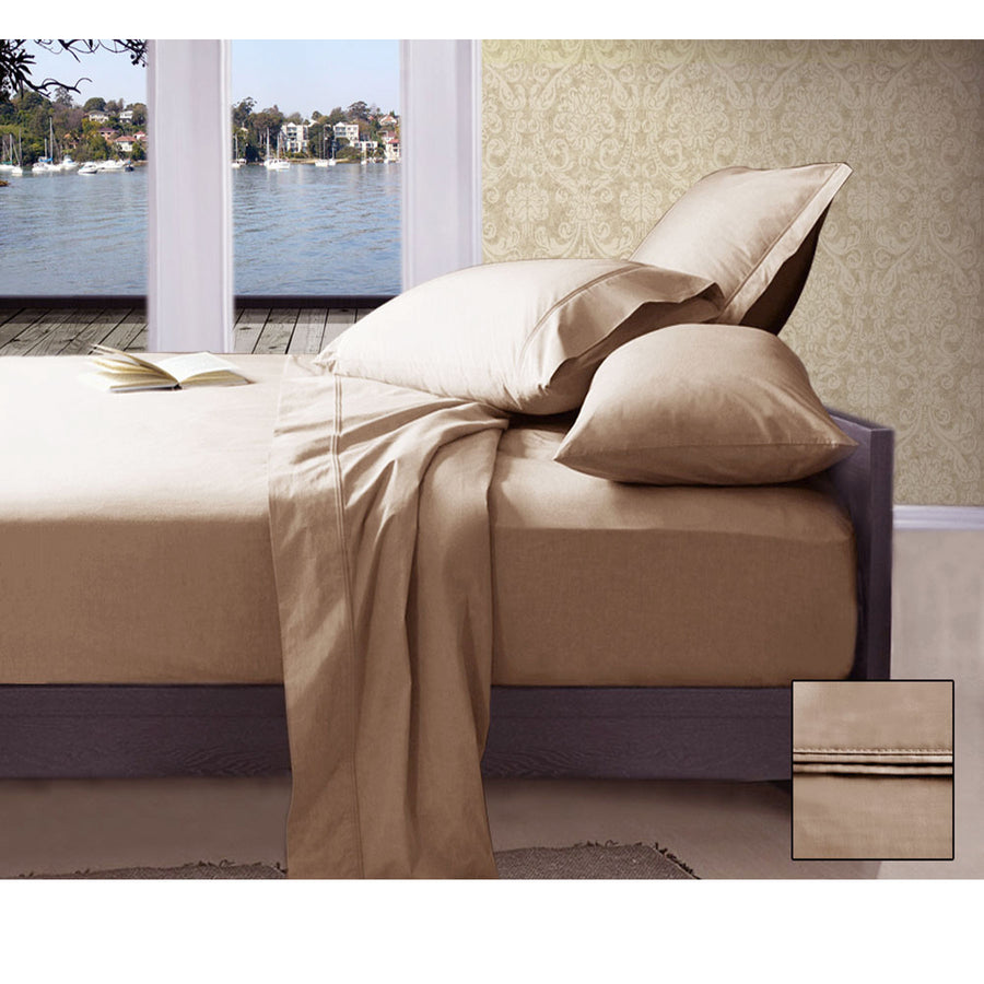 Ramesses 1000TC American Pima Cotton Sheet Set Plain Design Linen King - SuperSaverAU - view 1
