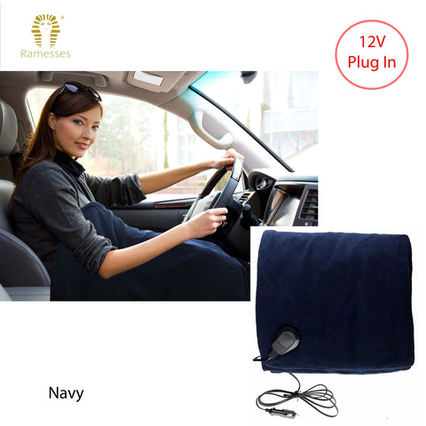 Ramesses Electric Heated Car Snuggle with 12V Plug - Navy, 110 x 150cm
