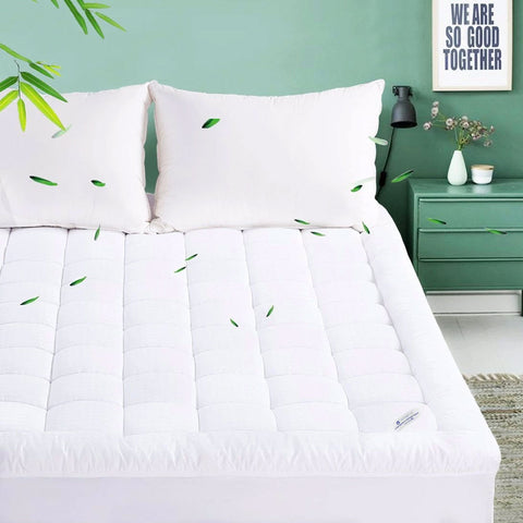 Shangri-La Bamboo Mattress Topper with 1000GSM Fill - White, Single