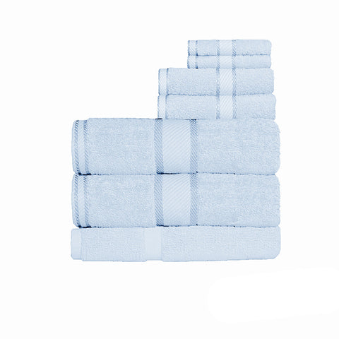Kingtex 550gsm Cotton 7 Pce Bath Sheet Set - Extra Large, Soft & Absorbent, Baby Blue - SuperSaverAU - view 1