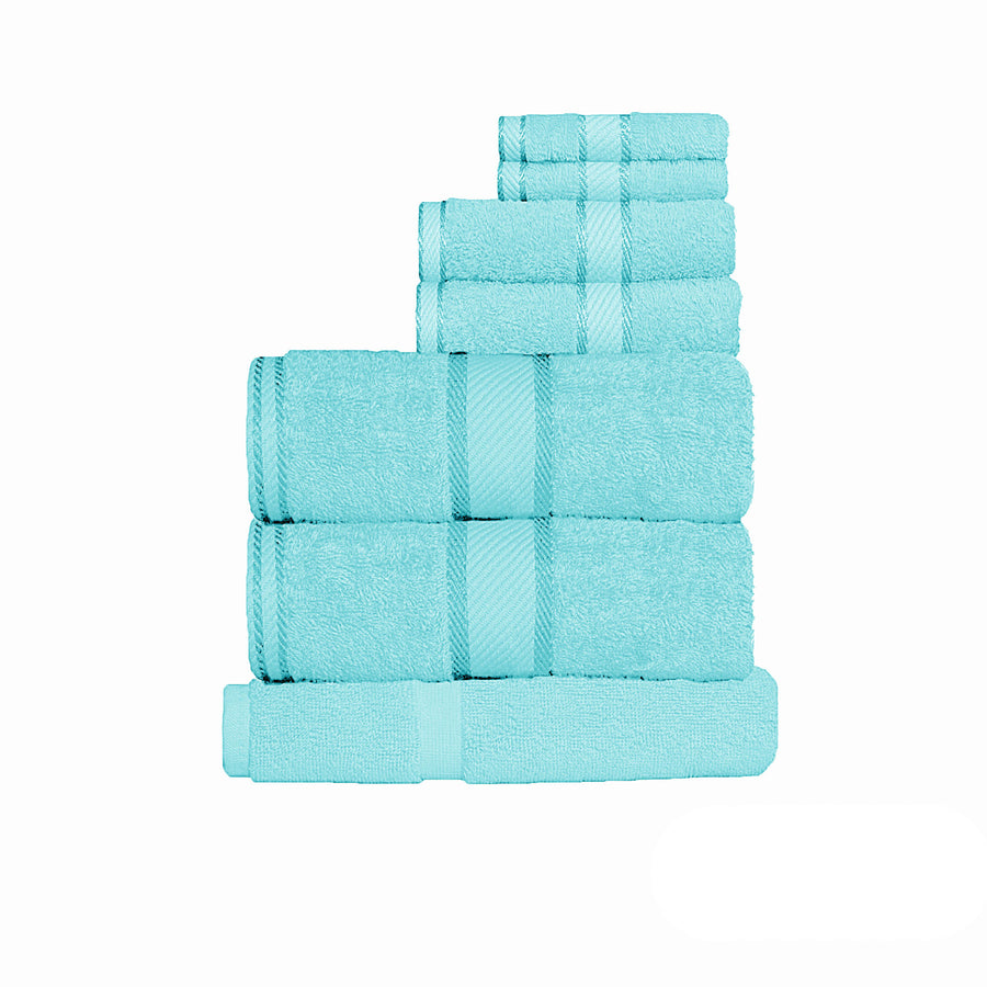 Kingtex 550gsm Cotton 7 Pce Towel Set - Soft, Absorbent, Turquoise - SuperSaverAU - view 1