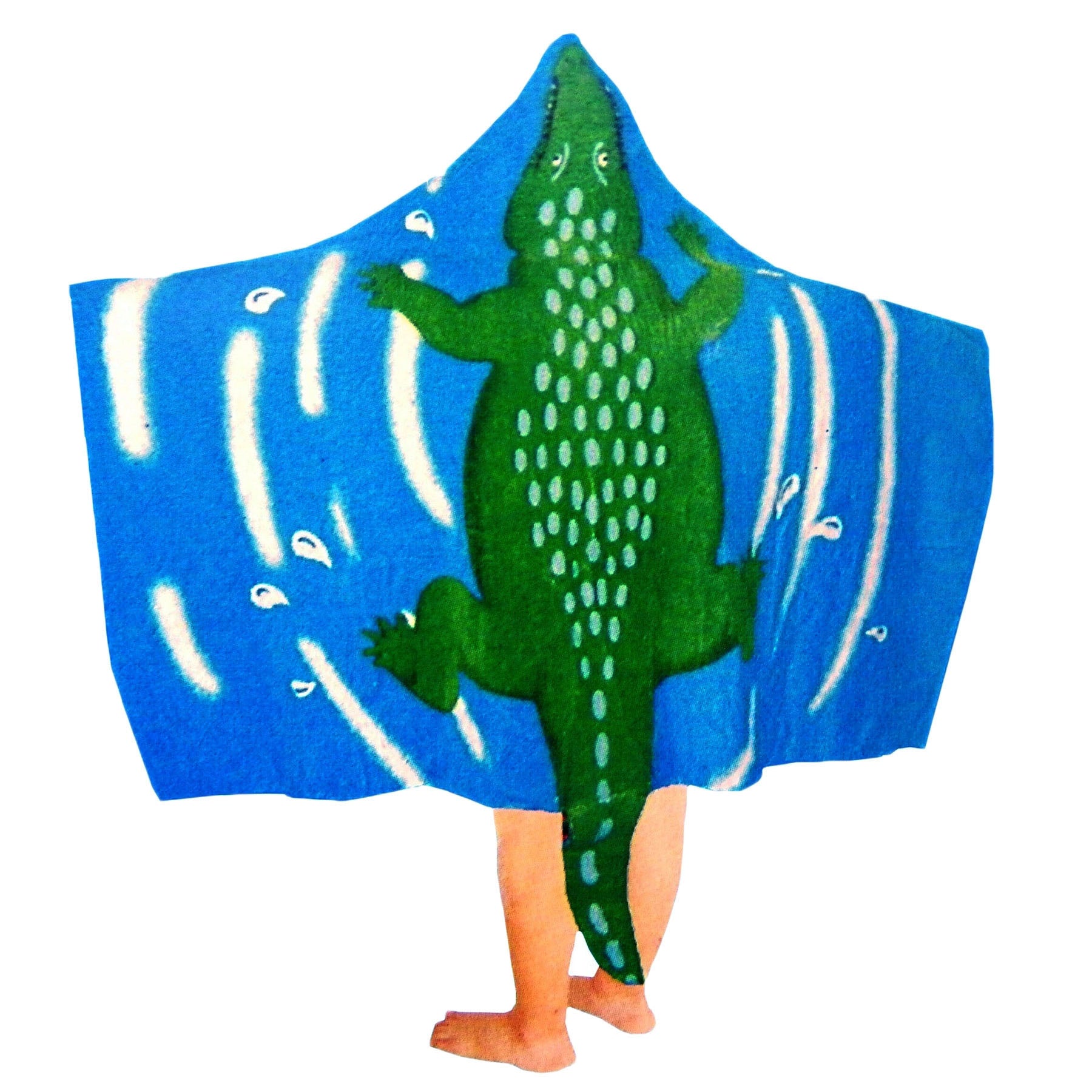 Kids Cotton Velour Beach Cape - Crocodile Print, 60x120 cm, Soft Cotton - SuperSaverAU - view 1
