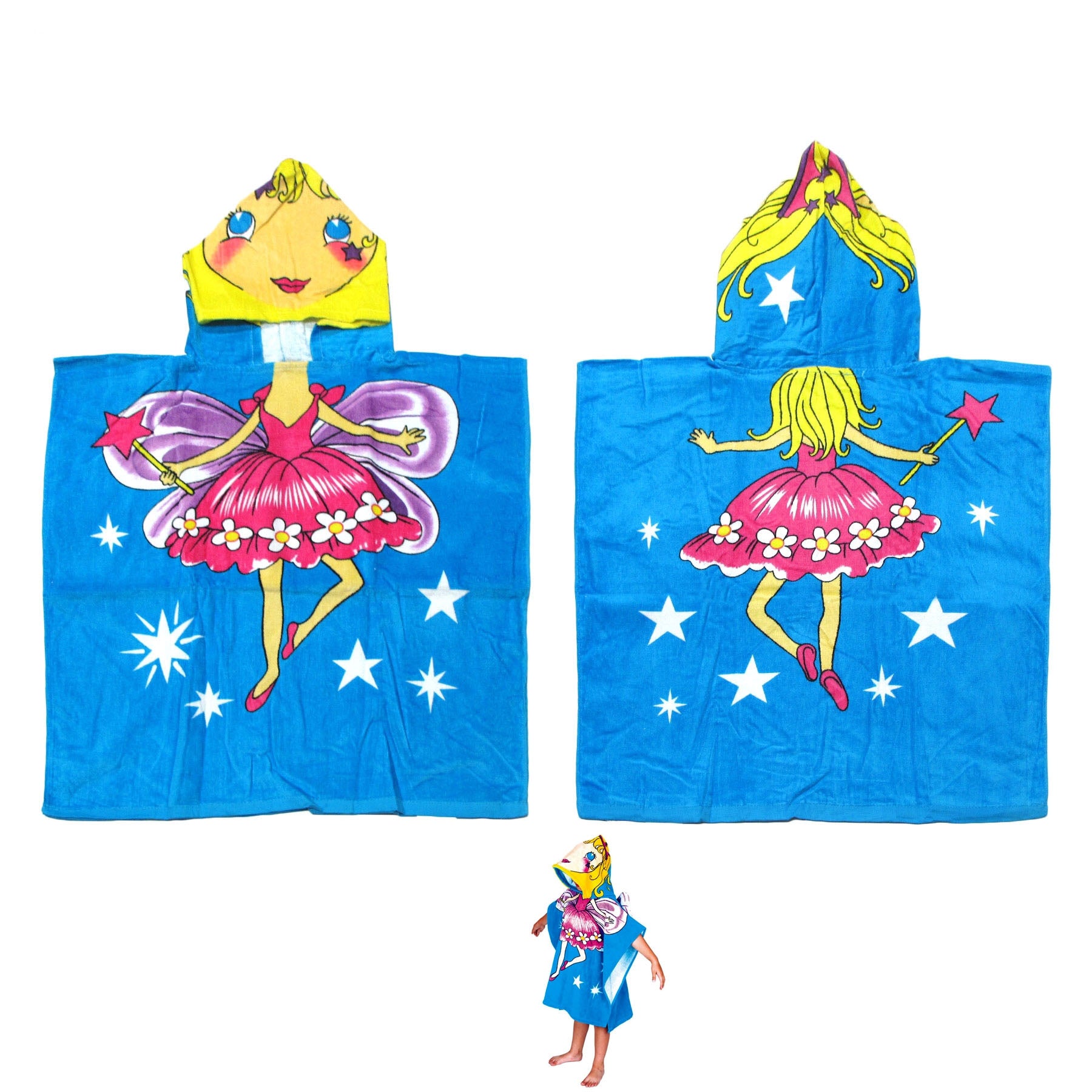 Cute Kids Cotton Hooded Towel Poncho Ballerina Fairy 60 x 120 cm - SuperSaverAU - view 1