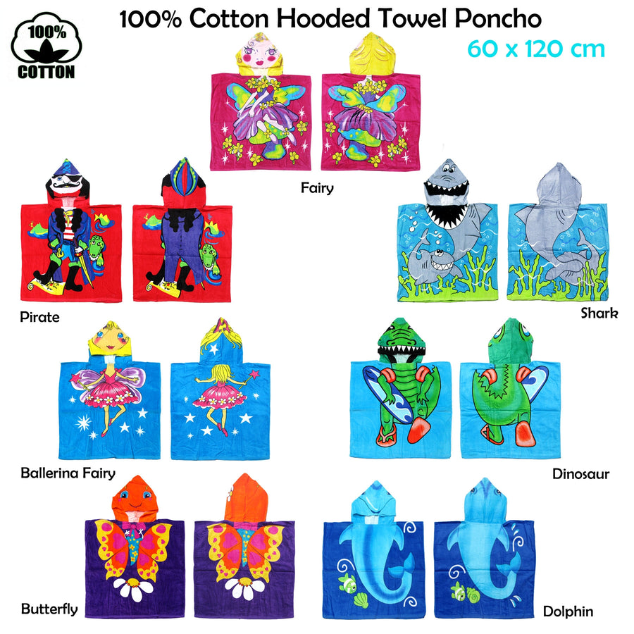 Cute Kids Cotton Hooded Towel Poncho 60 x 120 cm - Pirate Design for Ages 2-8 - SuperSaverAU - view 1