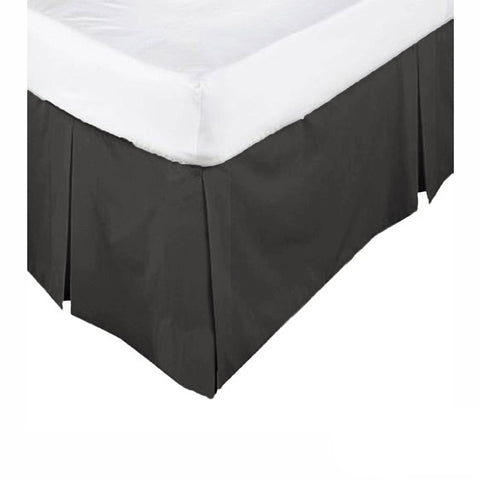 KINGDOM Box Pleated Valance Black - Easy Care Polyester Cotton Percale, King - SuperSaverAU - view 1