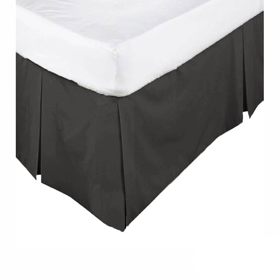 KINGDOM Box Pleated Valance Black - Easy Care Polyester Cotton Percale, King - SuperSaverAU - view 1