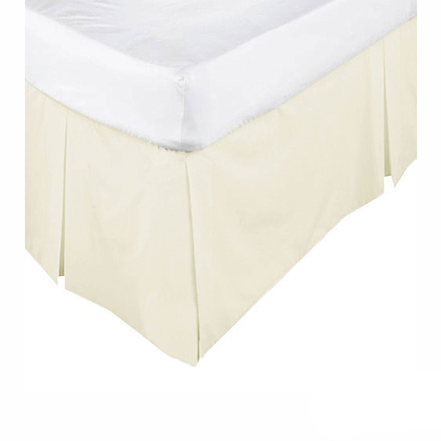 KINGDOM Box Pleated Valance Cream - Double, Easy Care, Machine Washable - SuperSaverAU - view 1