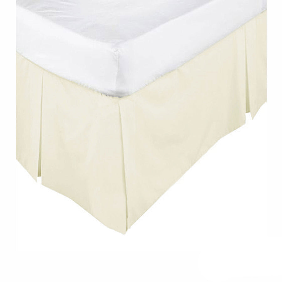 KINGDOM Box Pleated Valance Cream - Easy Care, Machine Washable, QUEEN - SuperSaverAU - view 1